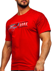 Camiseta algodón de manga corta para hombre rojo Bolf 14710