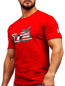 Camiseta algodón de manga corta para hombre rojo Bolf 14736