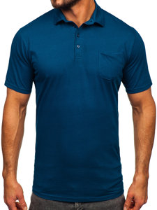 Camiseta algodón de manga corta polo para hombre azul oscuro Bolf 143006