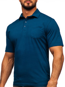 Camiseta algodón de manga corta polo para hombre azul oscuro Bolf 143006