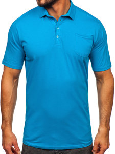 Camiseta algodón de manga corta polo para hombre azul turquesa Bolf 143006