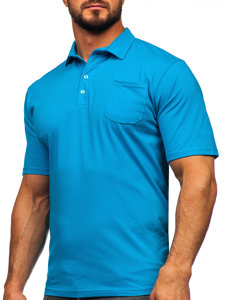 Camiseta algodón de manga corta polo para hombre azul turquesa Bolf 143006