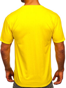 Camiseta algodón sin impresión para hombre amarillo y fluorescente Bolf B459