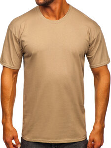 Camiseta algodón sin impresión para hombre beige Bolf B459