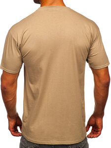 Camiseta algodón sin impresión para hombre beige Bolf B459