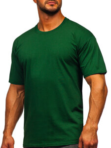 Camiseta algodón sin impresión para hombre verde oscuro Bolf B459