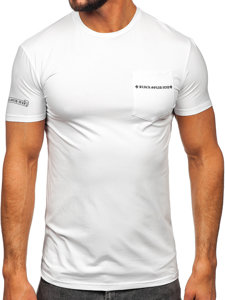 Camiseta con bolsillo de manga corta con impresión para hombre blanco Bolf MT3044