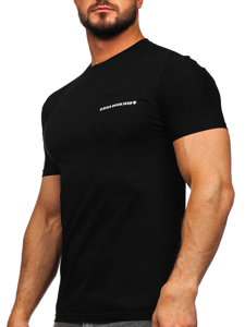 Camiseta con bolsillo de manga corta con impresión para hombre negro Bolf MT3044