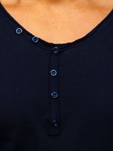 Camiseta con escote de pico sin impresión para hombre azul oscuro Bolf 4049