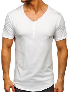 Camiseta con escote de pico sin impresión para hombre blanco Bolf 4049