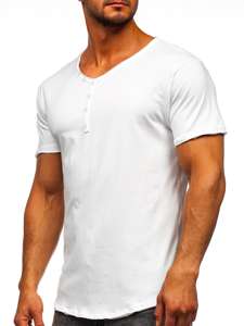 Camiseta con escote de pico sin impresión para hombre blanco Bolf 4049