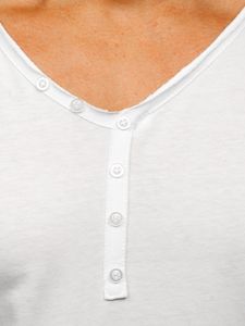 Camiseta con escote de pico sin impresión para hombre blanco Bolf 4049