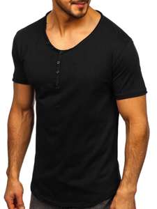 Camiseta con escote de pico sin impresión para hombre negro Bolf 4049