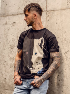 Camiseta de algodón con estampado para hombre color negro Bolf 14800