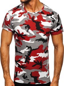 Camiseta de camuflaje para hombre color gris y burdeos Bolf S807