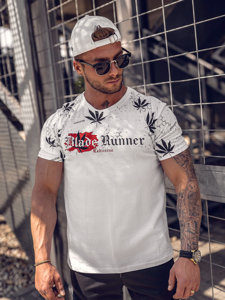 Camiseta de hombre de algodón blanca con estampado Bolf 14744A