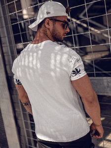 Camiseta de hombre de algodón blanca con estampado Bolf 14744A