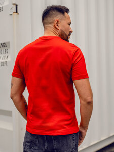 Camiseta de hombre de algodón roja con estampado Polonia 5064A