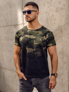 Camiseta de manga corta camuflaje con impresión para hombre caqui Bolf S808A1