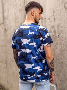 Camiseta de manga corta camuflaje para hombre azul Bolf S807A1