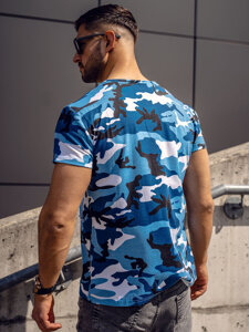 Camiseta de manga corta camuflaje para hombre azul claro Bolf S807A1