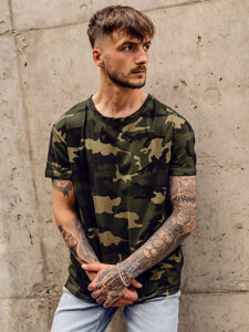 Camiseta de manga corta camuflaje para hombre caqui Bolf S807A1