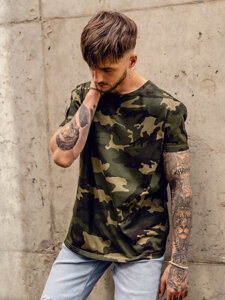 Camiseta de manga corta camuflaje para hombre caqui Bolf S807A1