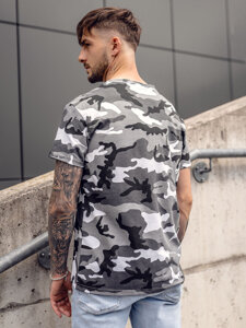 Camiseta de manga corta camuflaje para hombre gris Bolf S807A1