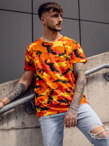 Camiseta de manga corta camuflaje para hombre naranja Bolf S807A1