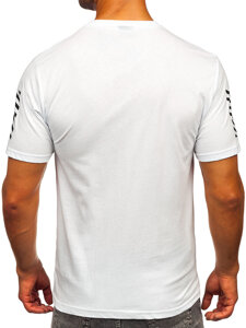 Camiseta de manga corta con aplicaciones para hombre blanco Bolf 2611-1