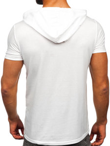 Camiseta de manga corta con capucha con impresión para hombre blanco Bolf 8T203