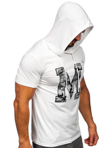 Camiseta de manga corta con capucha con impresión para hombre blanco Bolf 8T965