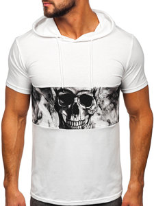 Camiseta de manga corta con capucha con impresión para hombre blanco Bolf 8T971