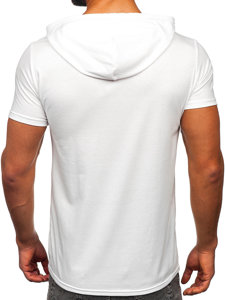 Camiseta de manga corta con capucha con impresión para hombre blanco Bolf 8T971