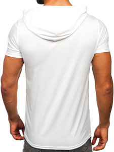 Camiseta de manga corta con capucha con impresión para hombre blanco Bolf 8T979