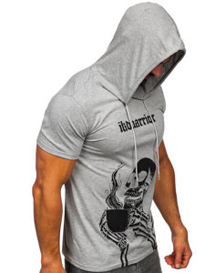 Camiseta de manga corta con capucha con impresión para hombre gris Bolf 8T979