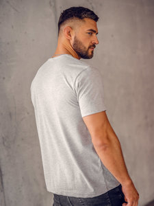 Camiseta de manga corta con escote de pico sin impresión para hombre gris Bolf 192131A