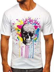 Camiseta de manga corta con estampado para hombre blanco Bolf 142170