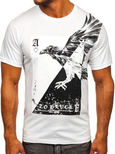 Camiseta de manga corta con estampado para hombre blanco Bolf 142171