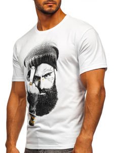 Camiseta de manga corta con estampado para hombre blanco Bolf 142175