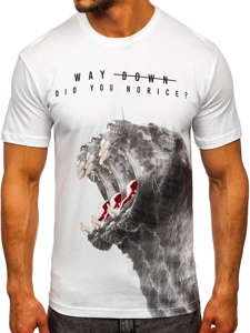 Camiseta de manga corta con estampado para hombre blanco Bolf 181519