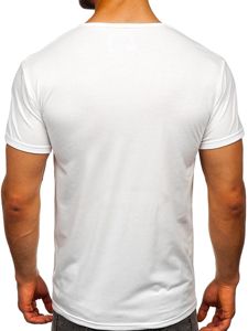 Camiseta de manga corta con estampado para hombre blanco Bolf KS1944