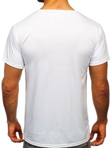 Camiseta de manga corta con estampado para hombre blanco Bolf KS1995