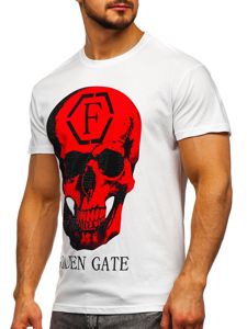 Camiseta de manga corta con estampado para hombre blanco Bolf KS2106