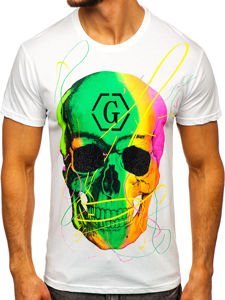 Camiseta de manga corta con estampado para hombre blanco Bolf KS2107