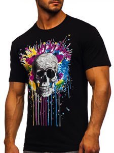 Camiseta de manga corta con estampado para hombre negro Bolf 142170