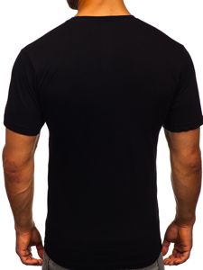 Camiseta de manga corta con estampado para hombre negro Bolf 142170