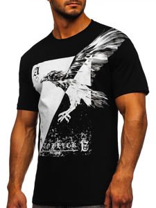 Camiseta de manga corta con estampado para hombre negro Bolf 142171