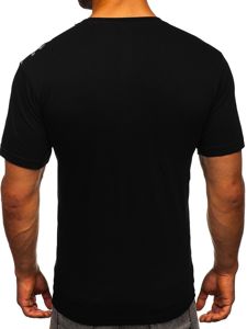 Camiseta de manga corta con estampado para hombre negro Bolf 142171