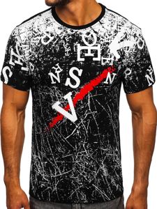 Camiseta de manga corta con estampado para hombre negro Bolf JS10650